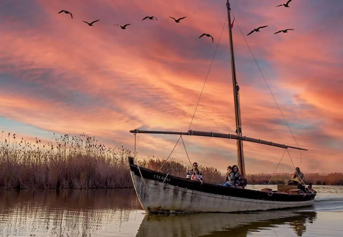 Valencia: Magical sunset in the Albufera, with a unique boat ride.