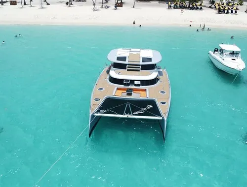 Anchor in paradise and explore the crystal-clear waters of Saona Island on your private luxury yacht