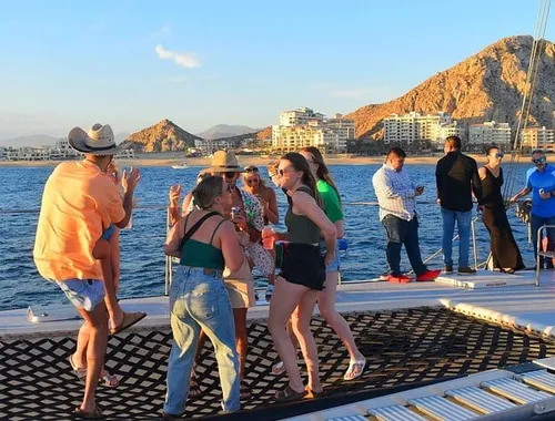 Kick off the Cabo night with dancing, epic sunset views, and all-inclusive drinks aboard the ultimate catamaran party cruise!