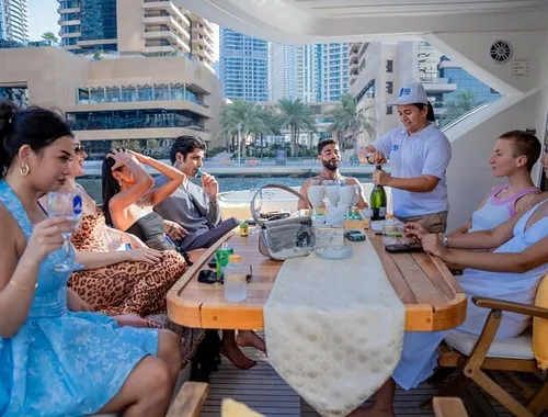 Dubai Ride & Slide Yacht Cruise with BBQ, Snorkeling & Pool