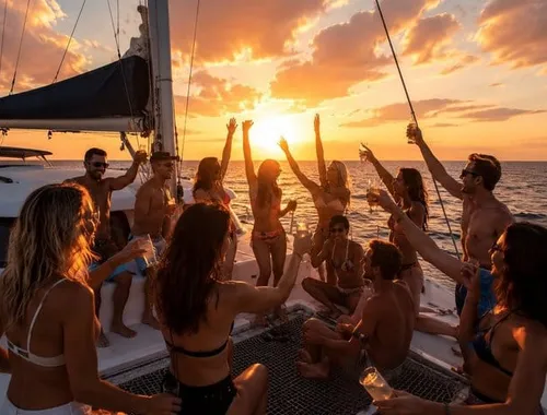 Private Sunset Catamaran Cancun 3 Hour Sail with Open Bar