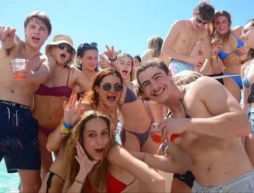 Celebrity Boat Party sand bar with drinks and high entertainment 