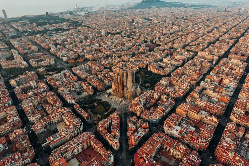 Aerial view of the Eixample district of Barcelona. Photo via Unsplash