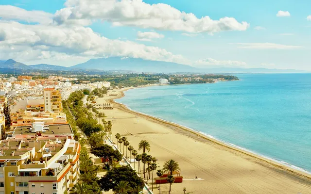 Beach and coast of Estepona seen from above