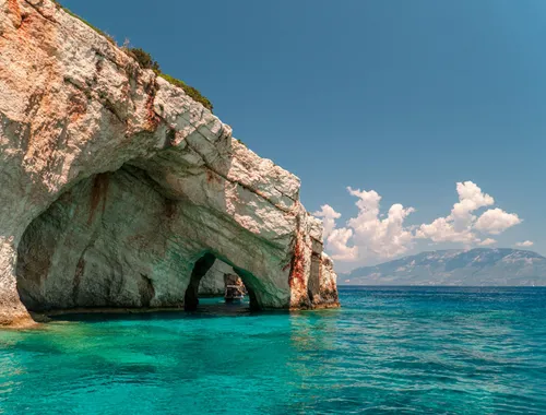 Rock arch over turquoise water, Zakynthos