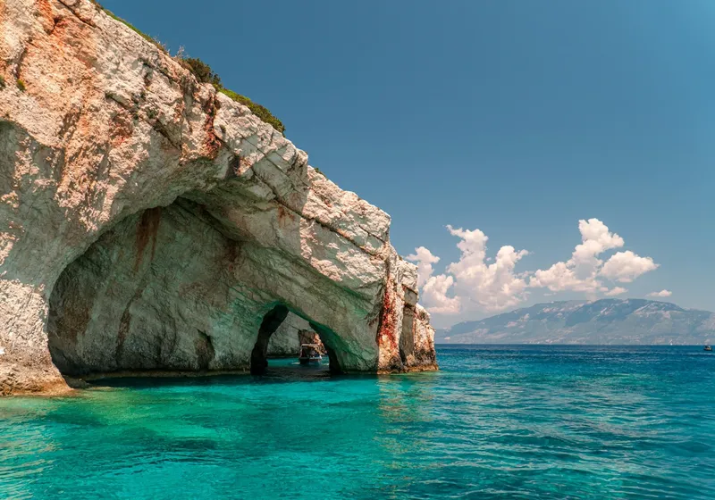 Rock arch over turquoise water, Zakynthos