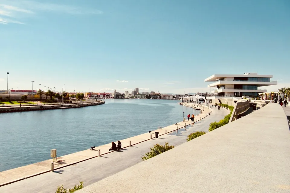 View of the city and the port of Valencia from the water. Photo via Unsplash