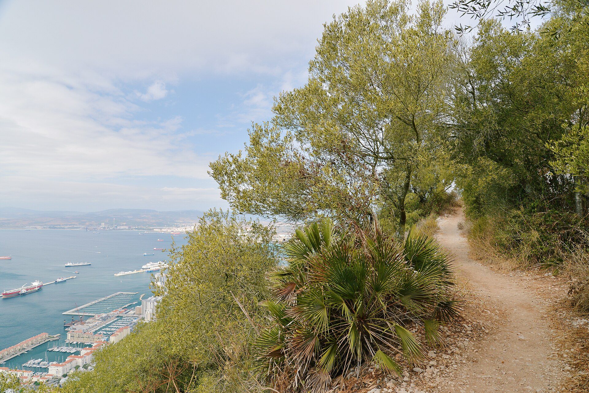 Path in the Upper Rock Nature Reserve with views over the bay